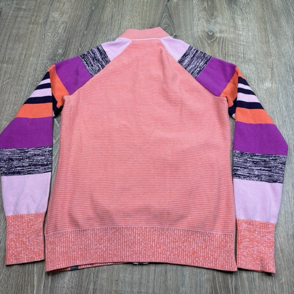 Title Nine Full Zip Ski Sweater Colorful Knit Mock Neck Pink Women's Size Medium - Picture 10 of 13